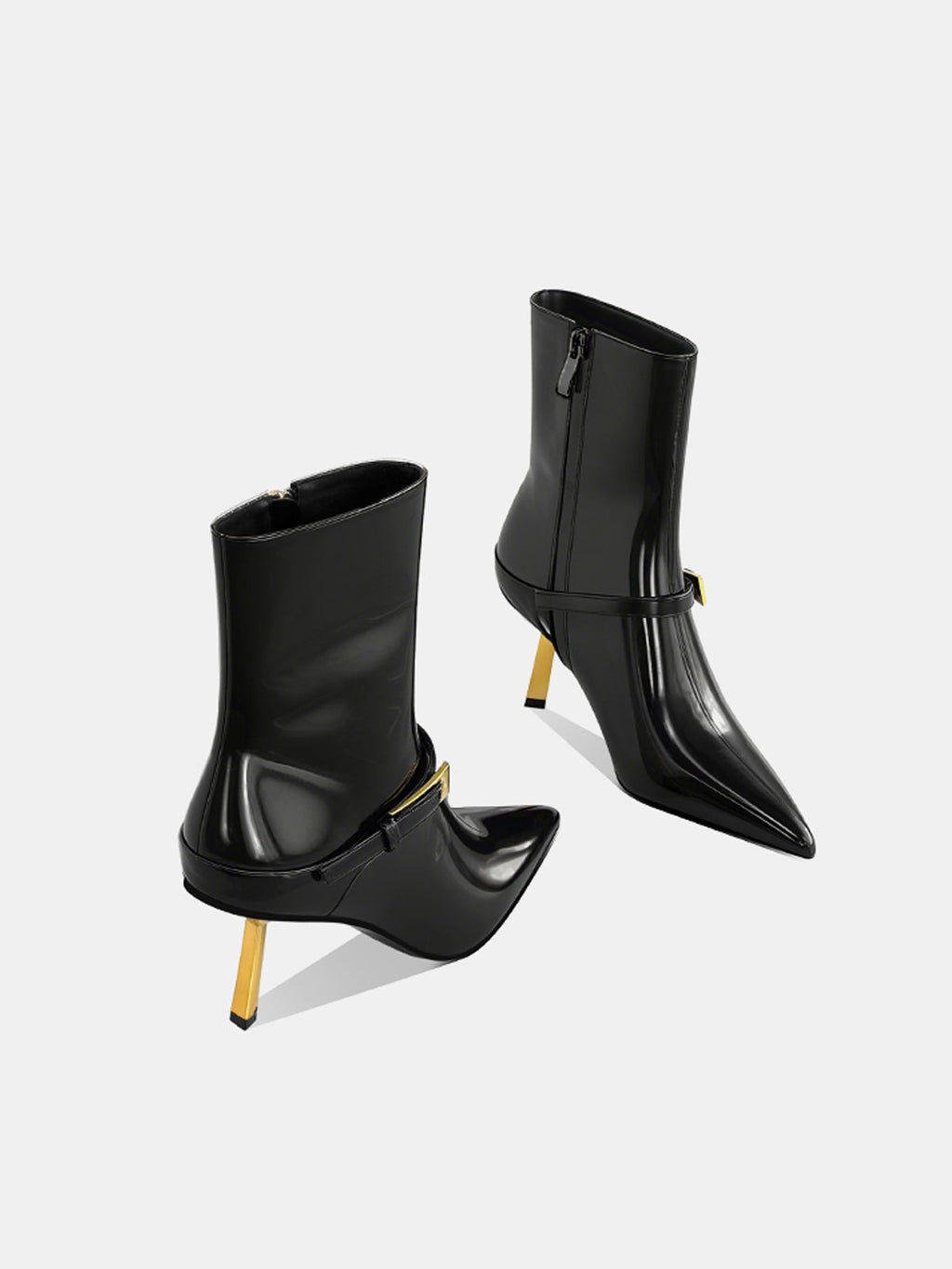 Lackleder Stiletto-Stiefeletten mit spitzer Kappe