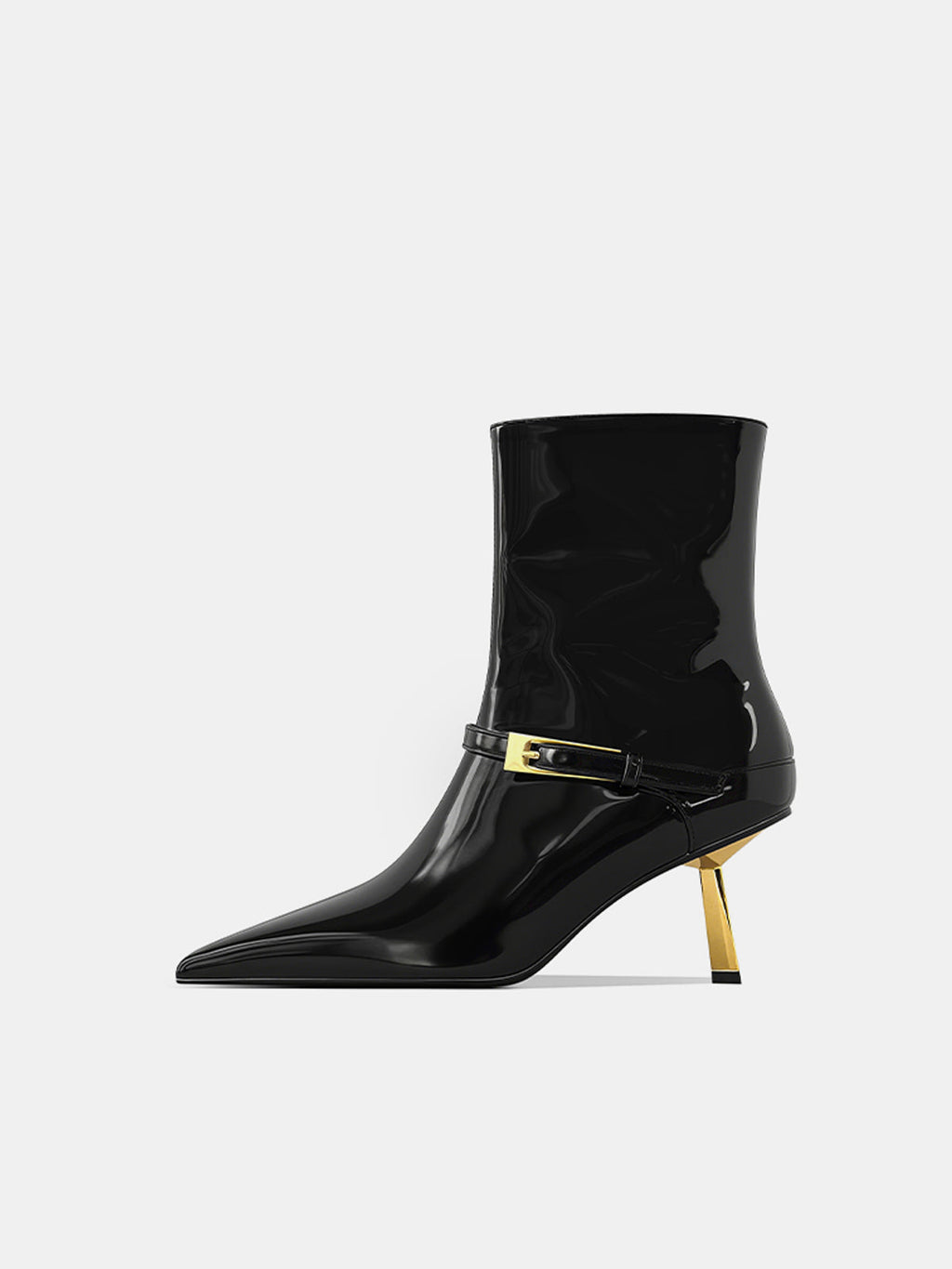 Lackleder Stiletto-Stiefeletten mit spitzer Kappe