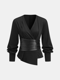 Bluse mit abnehmbarem Taillenkorsett zum Wickeln