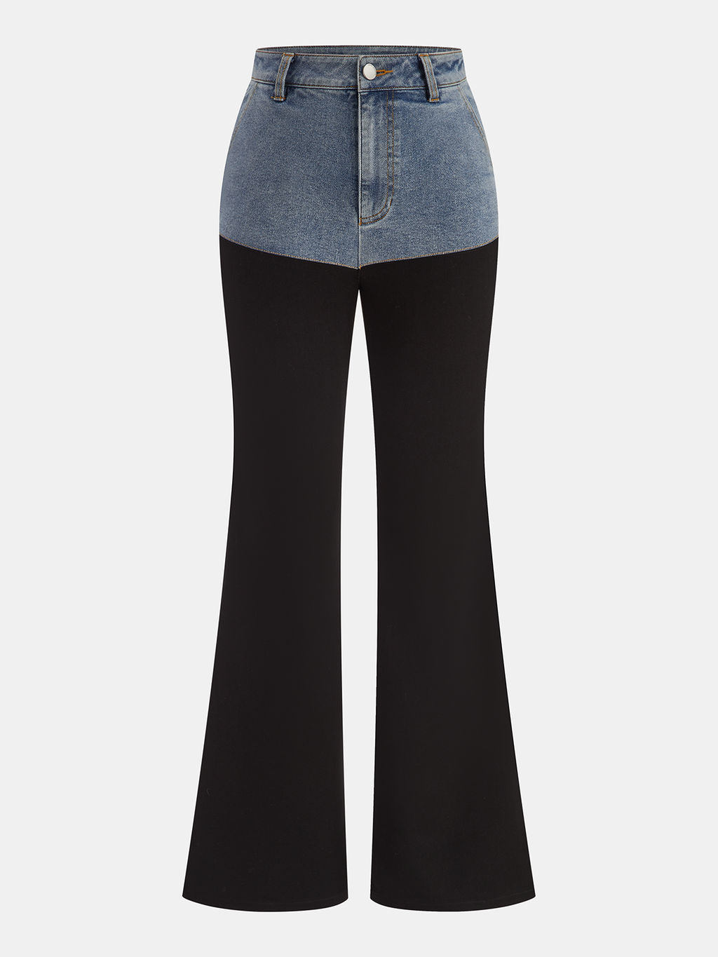Schlaghose mit mittelhohem Bund und Jeans-Einsätzen