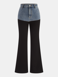 Schlaghose mit mittelhohem Bund und Jeans-Einsätzen