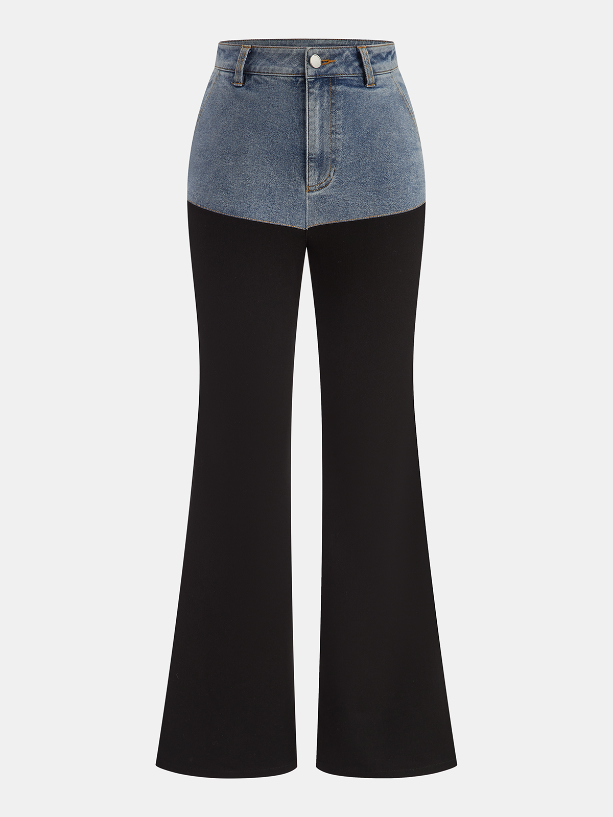 Schlaghose mit mittelhohem Bund und Jeans-Einsätzen