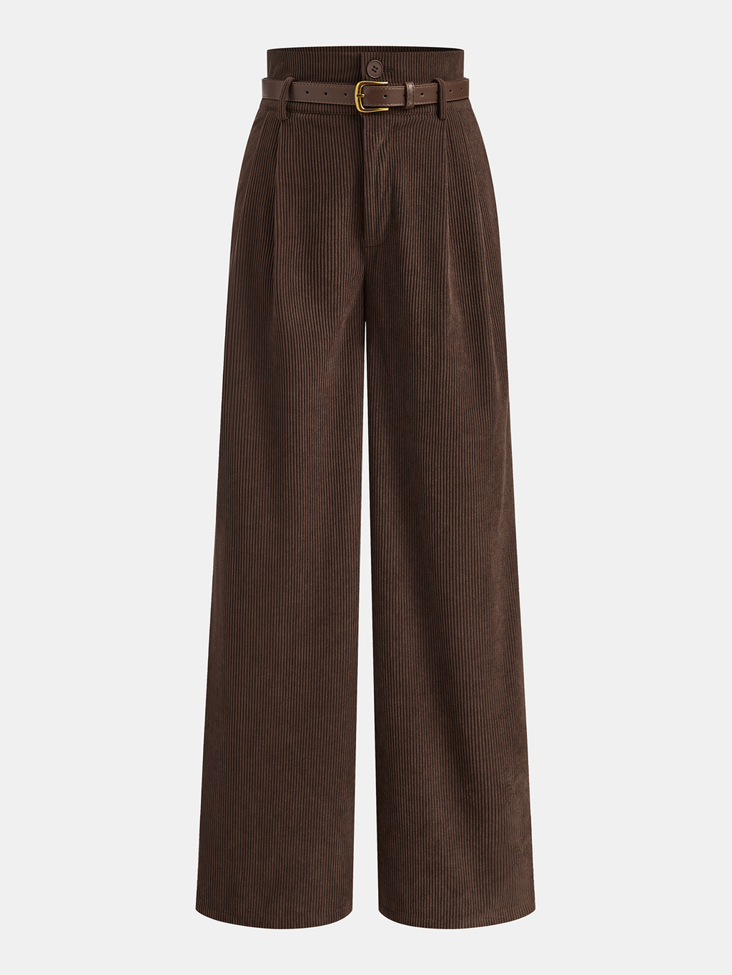 Gürtelhose aus Cord mit hoher Taille