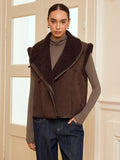 Gilet en peau lainée zippé à col