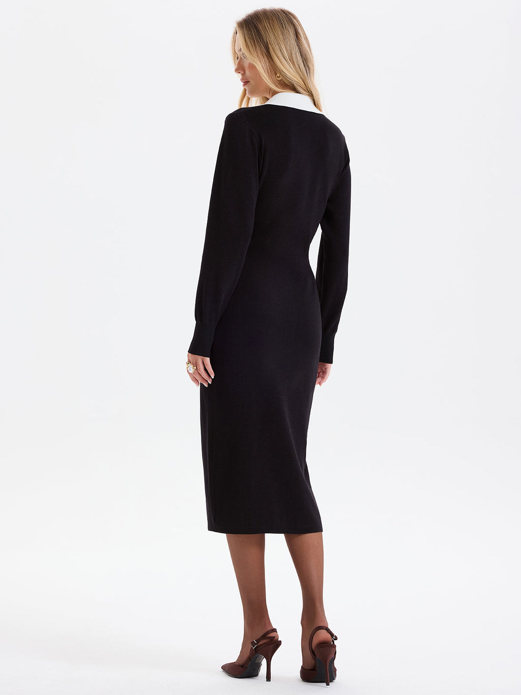 Robe chemise à ourlet fendu, poches et détails contrastants