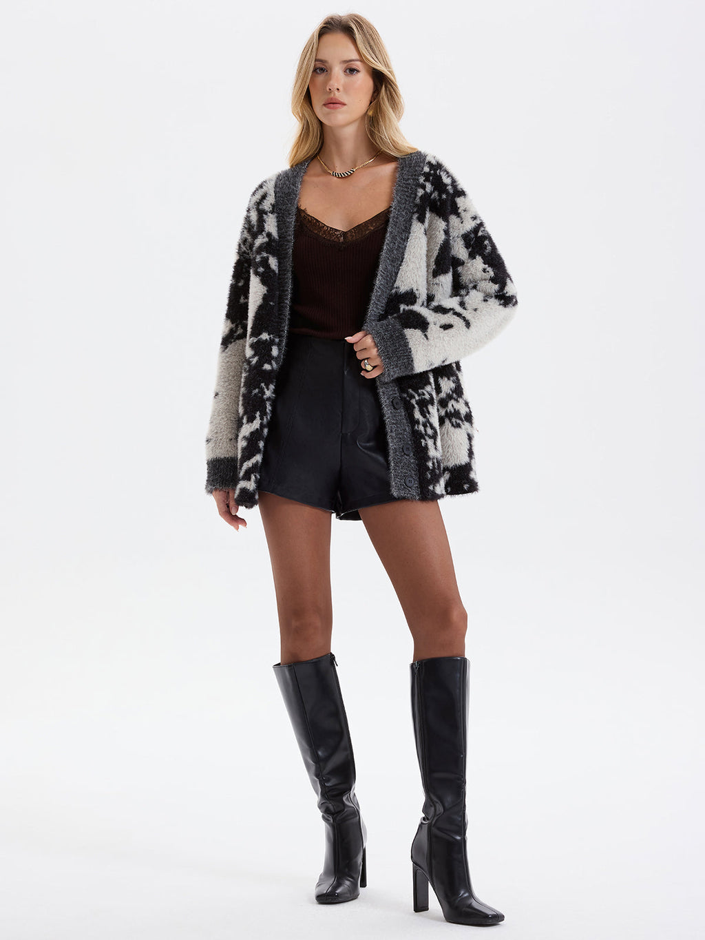 Gilet en fausse fourrure de vison imprimé vache