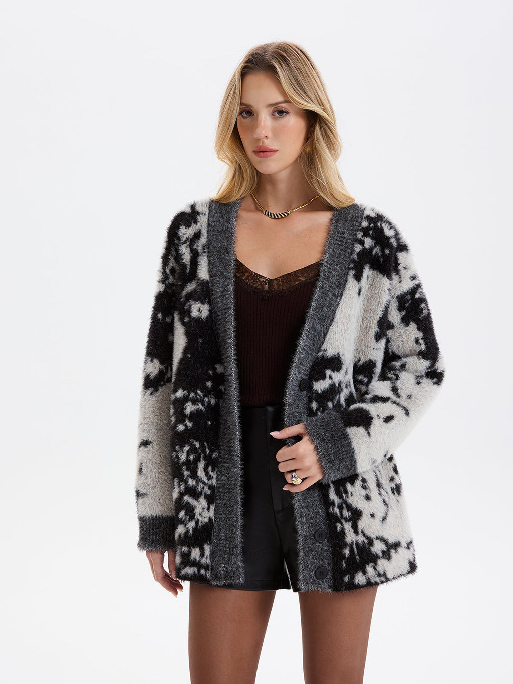 Gilet en fausse fourrure de vison imprimé vache