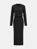 Wool-Blend Fuzzy Midi Dress