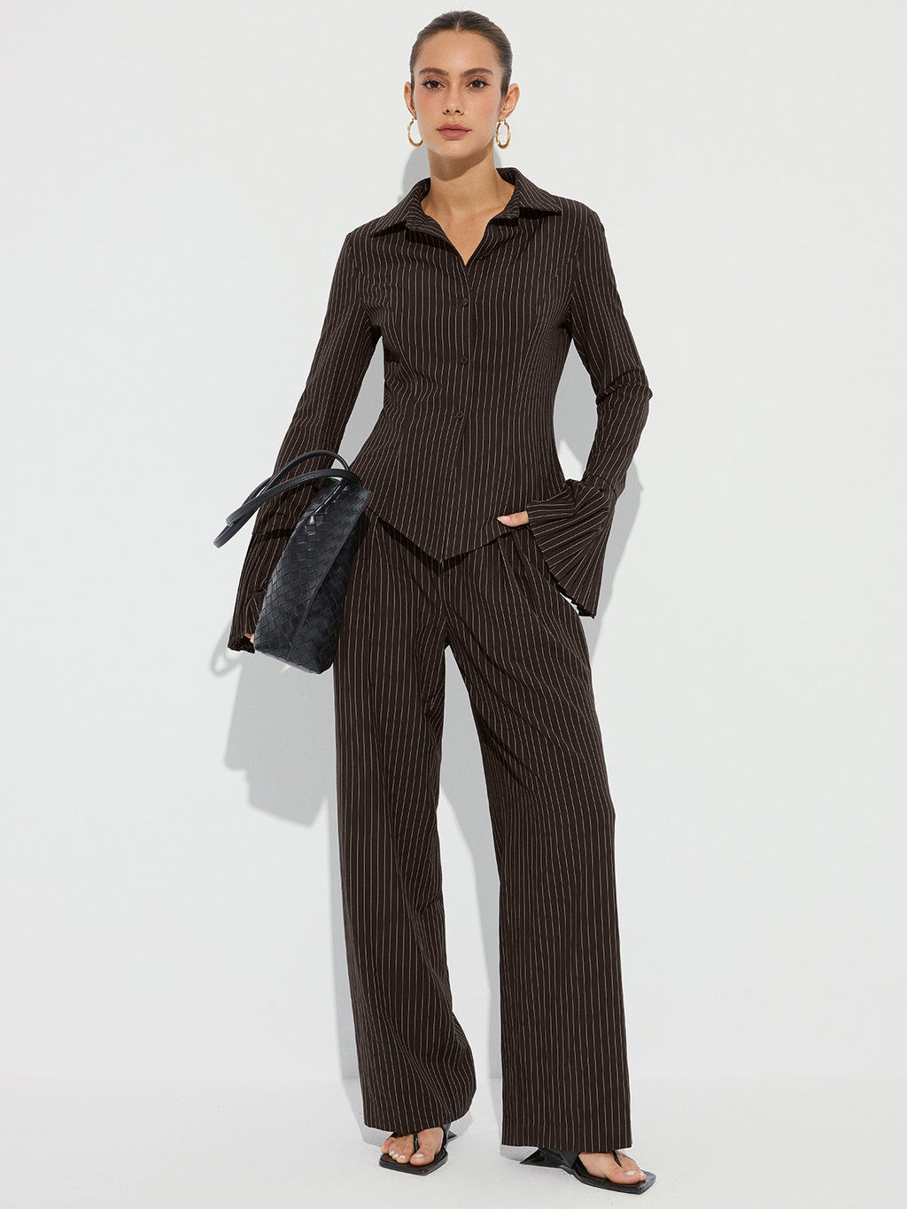 Chemise rayée à poignets évasés