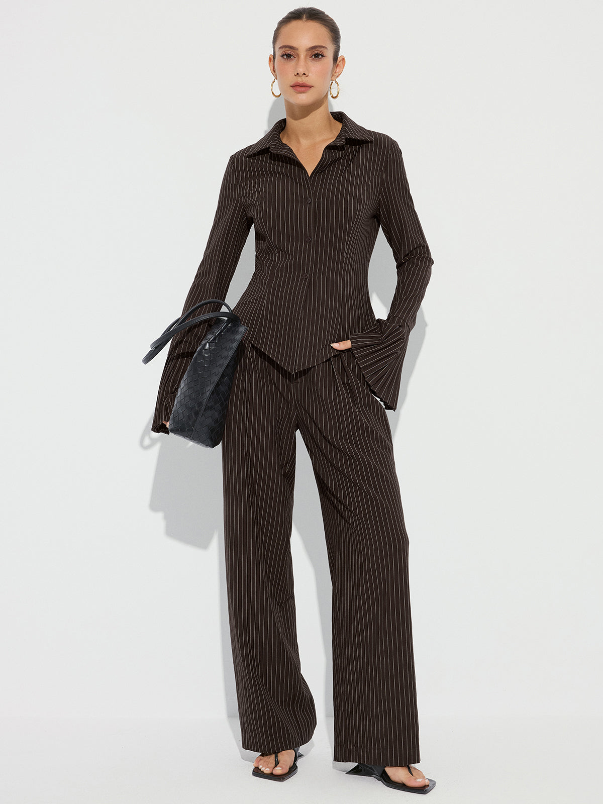 Chemise rayée à poignets évasés