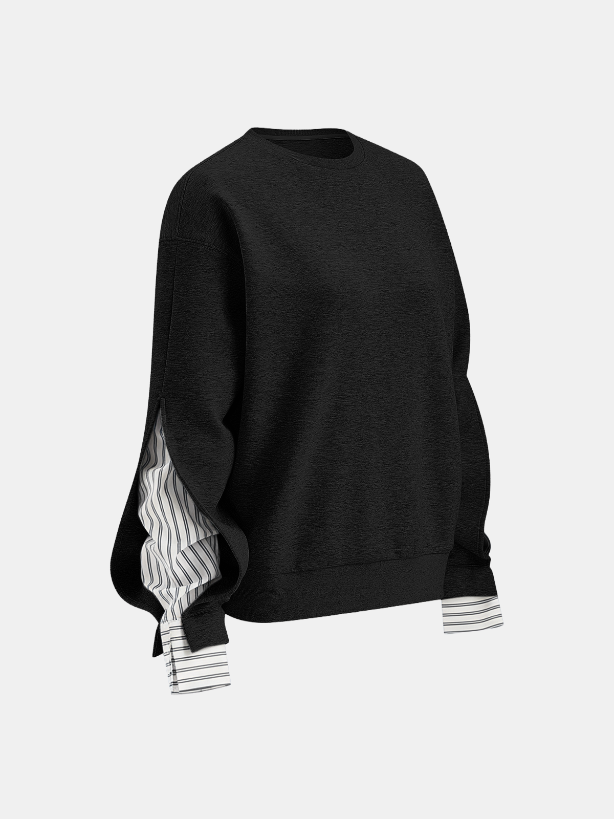Gestreiftes Sweatshirt mit Rundhalsausschnitt und Einsätzen