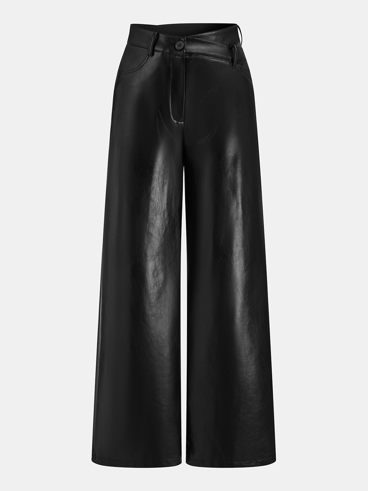 Asymmetrische Kunstlederhose mit Bund