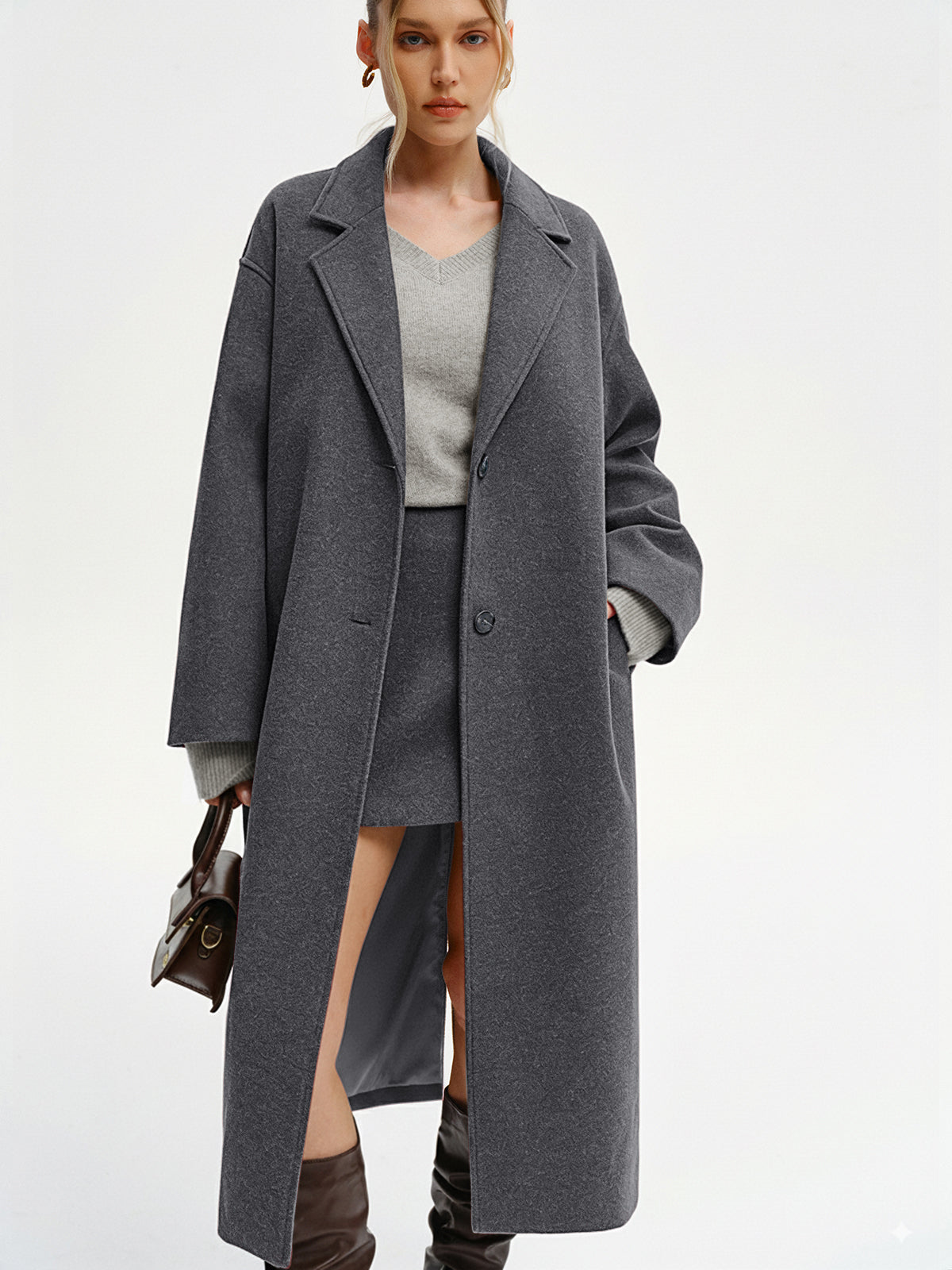 Manteau long surdimensionné en tweed