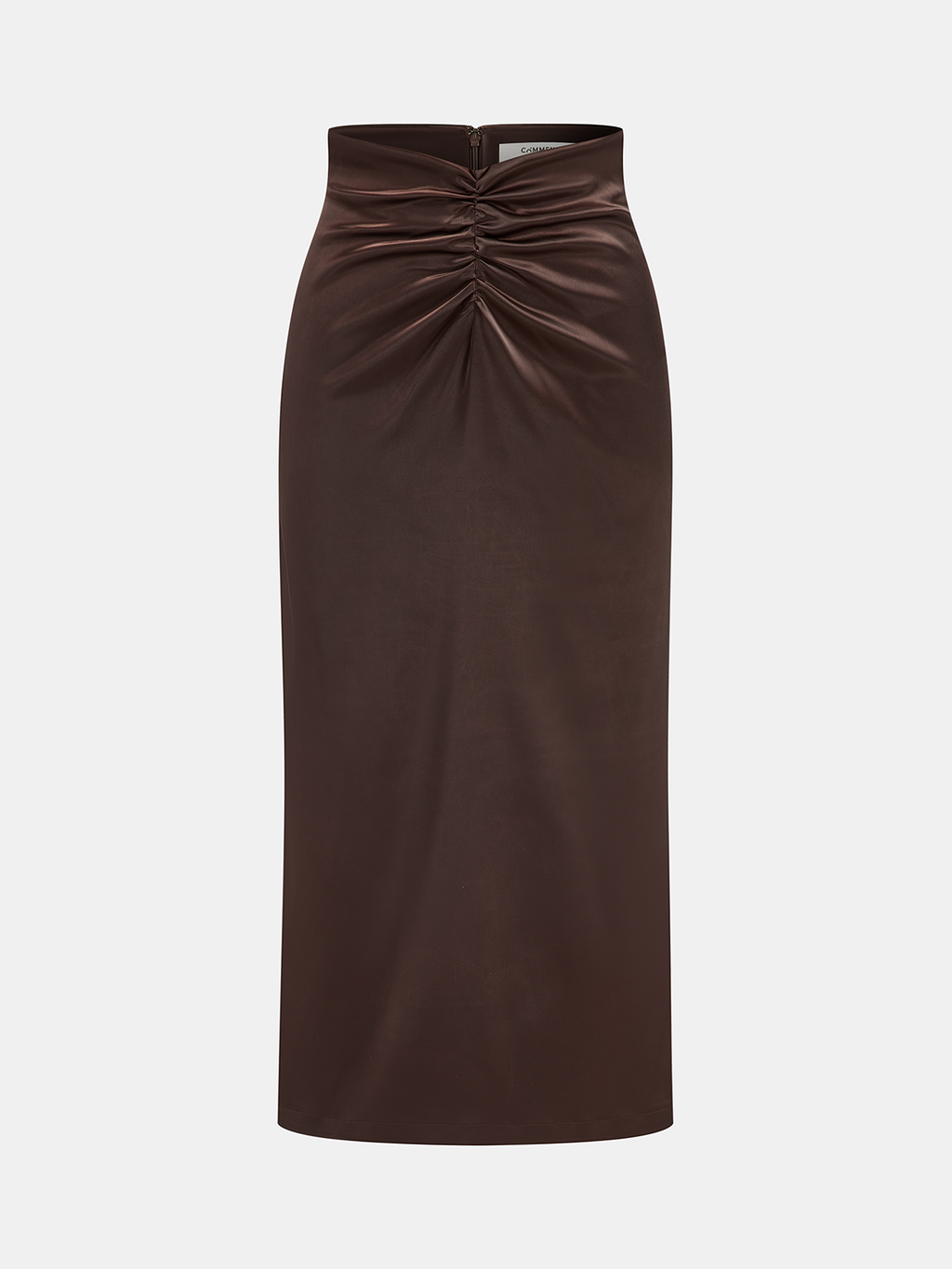 Ensemble top à col montant et jupe en satin froncée