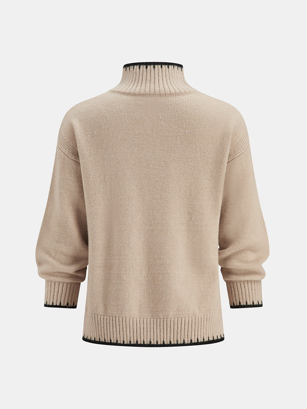 Mock Neck Contrast Trim Knit Sweater