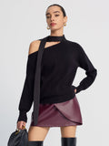 Strickpullover mit Kalt-Schulter-Schnitt und Bindedetail