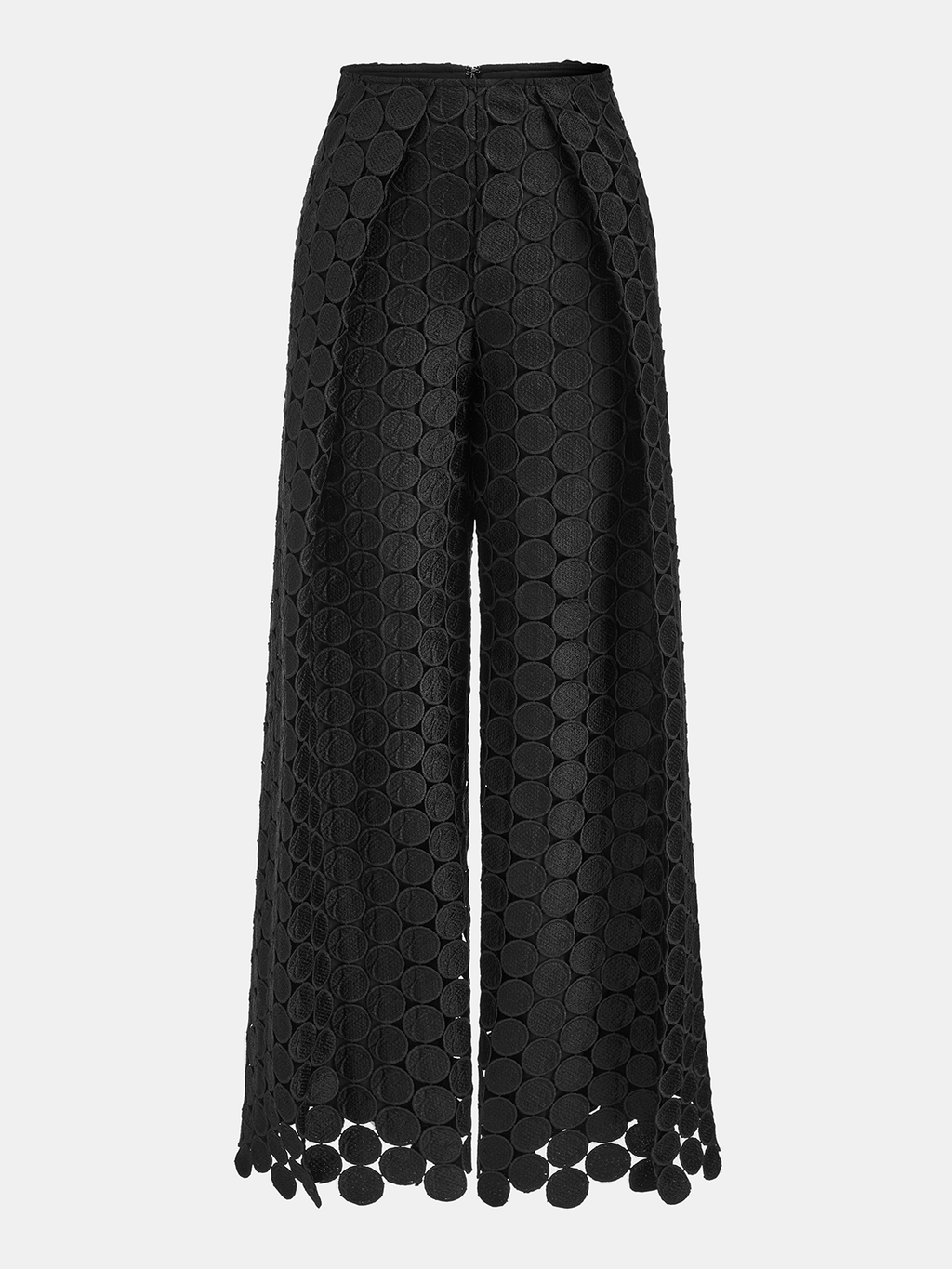 Pantalon large taille mi-haute avec appliqués circulaires