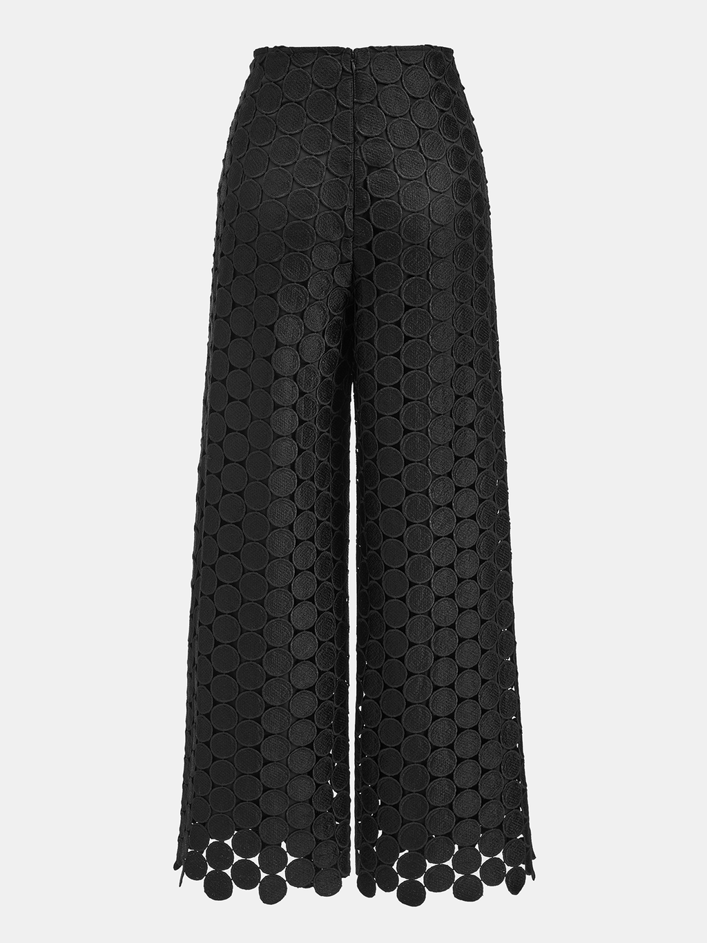 Pantalon large taille mi-haute avec appliqués circulaires