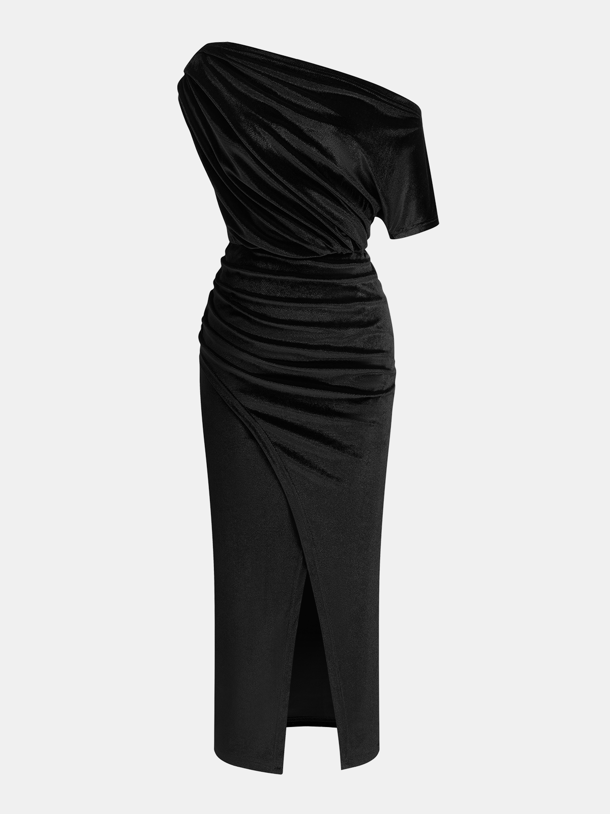 Ein-Schulter-Kleid aus gerafftem Samt