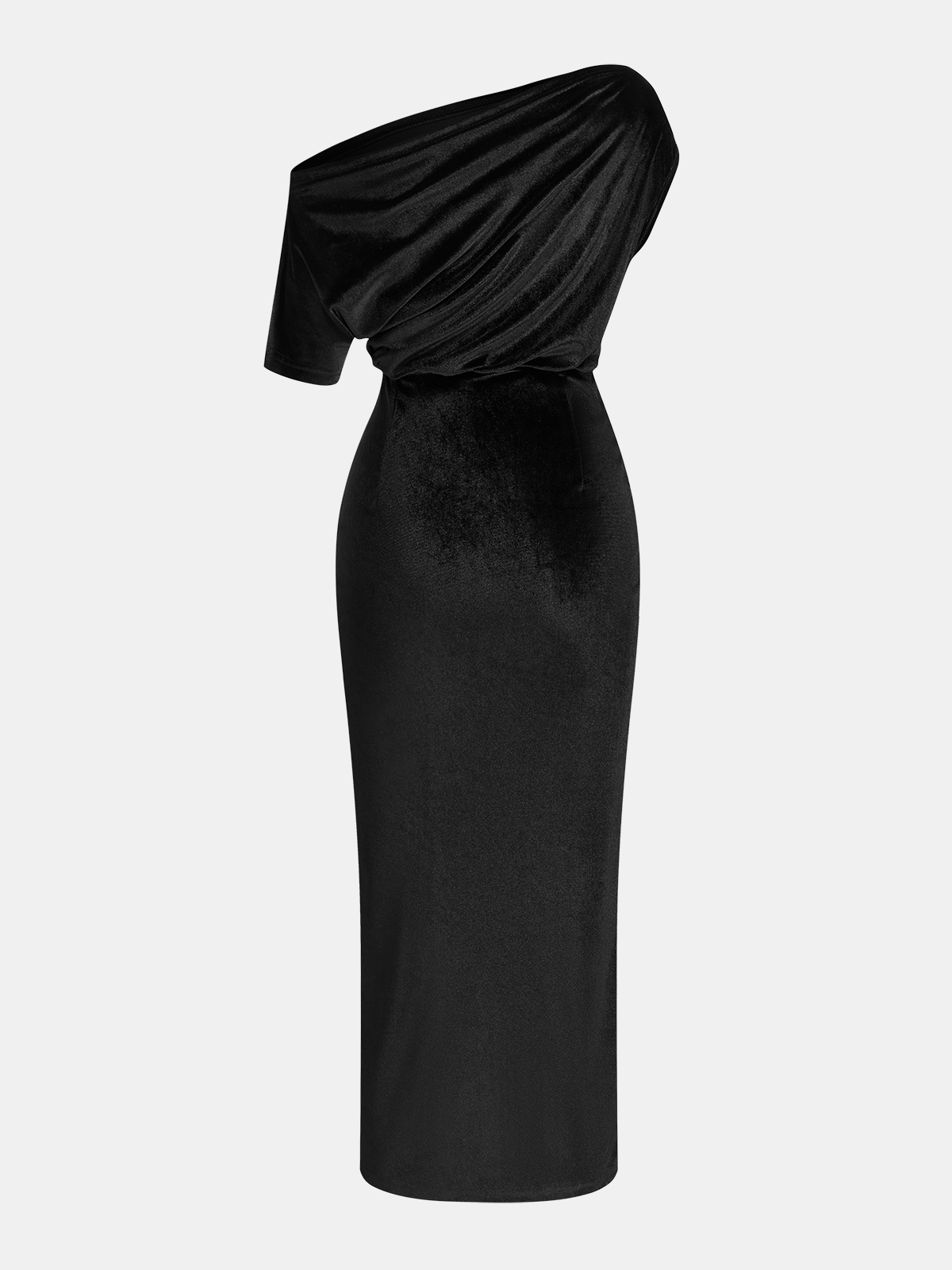 Ein-Schulter-Kleid aus gerafftem Samt