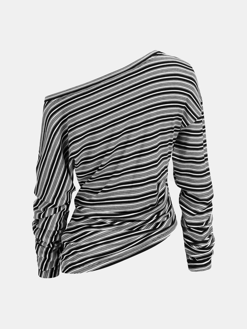 Haut asymétrique rayé avec design épaule dénudée
