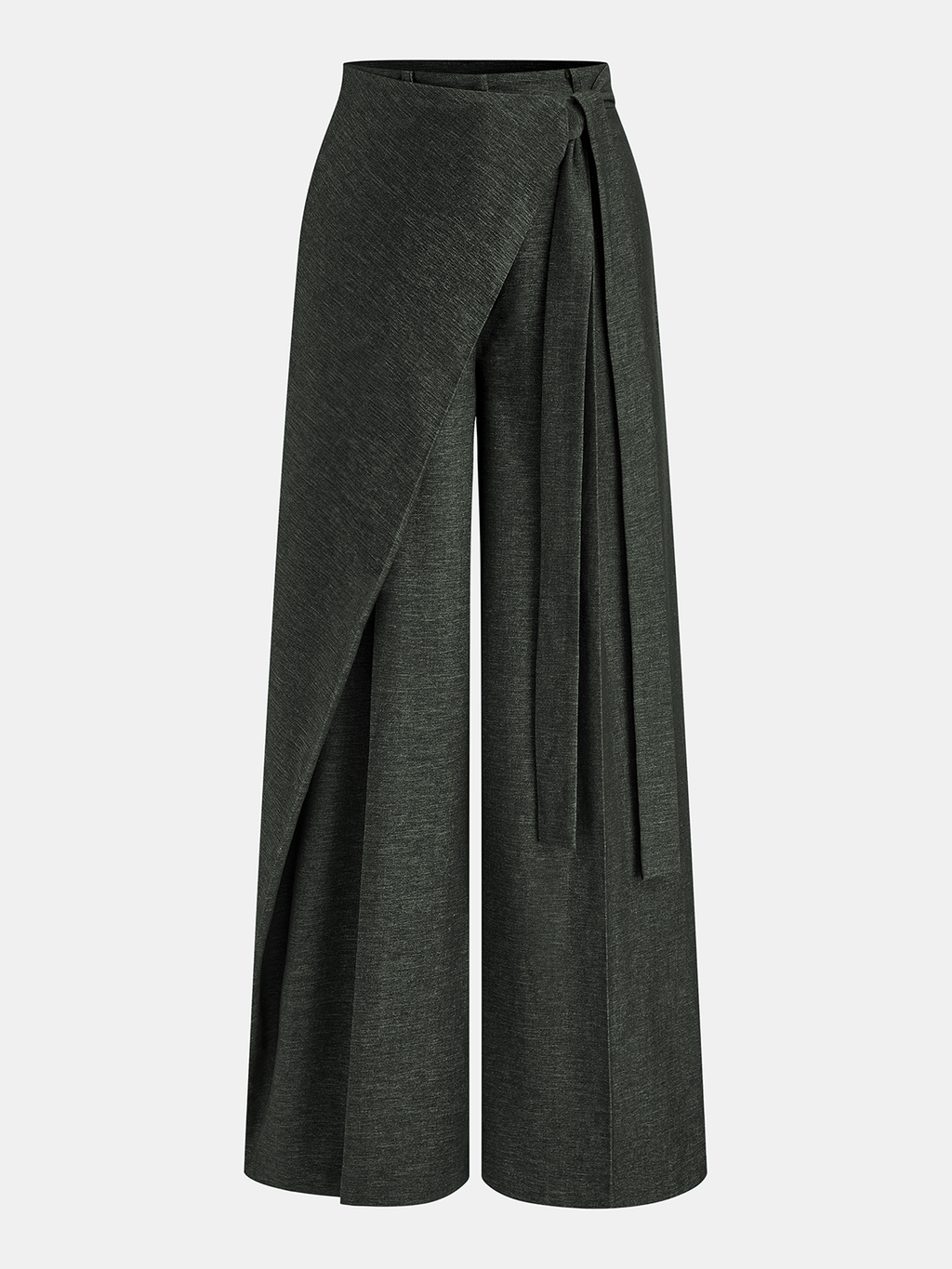 Puddle Hem Asymmetric Wrap Wide-Leg Pants