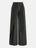 Puddle Hem Asymmetric Wrap Wide-Leg Pants