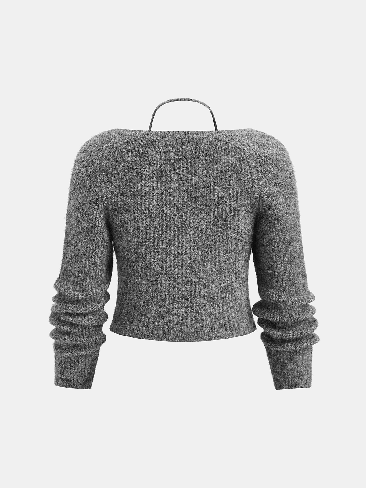 Ensemble deux pièces en maille mélangée de laine avec haut dos-nu croisé