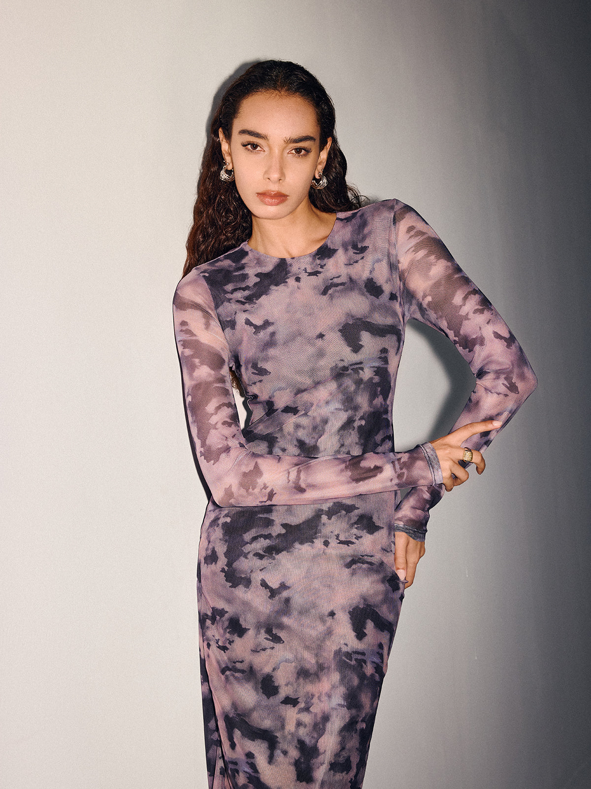 Robe longue transparente Tie-Dye