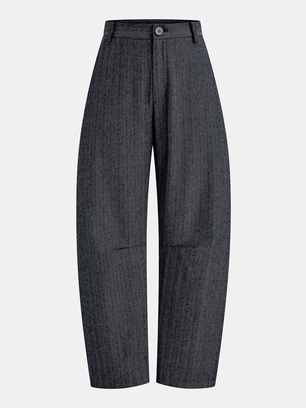 Mid-Waist Herringbone Curved-Leg Pants