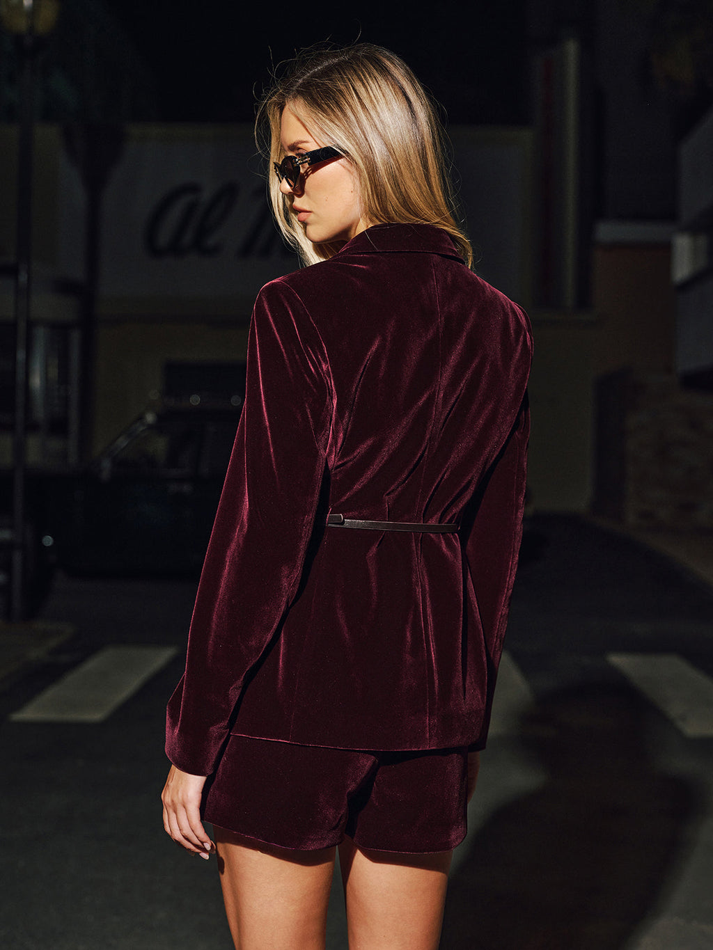 Velvet Belted Blazer