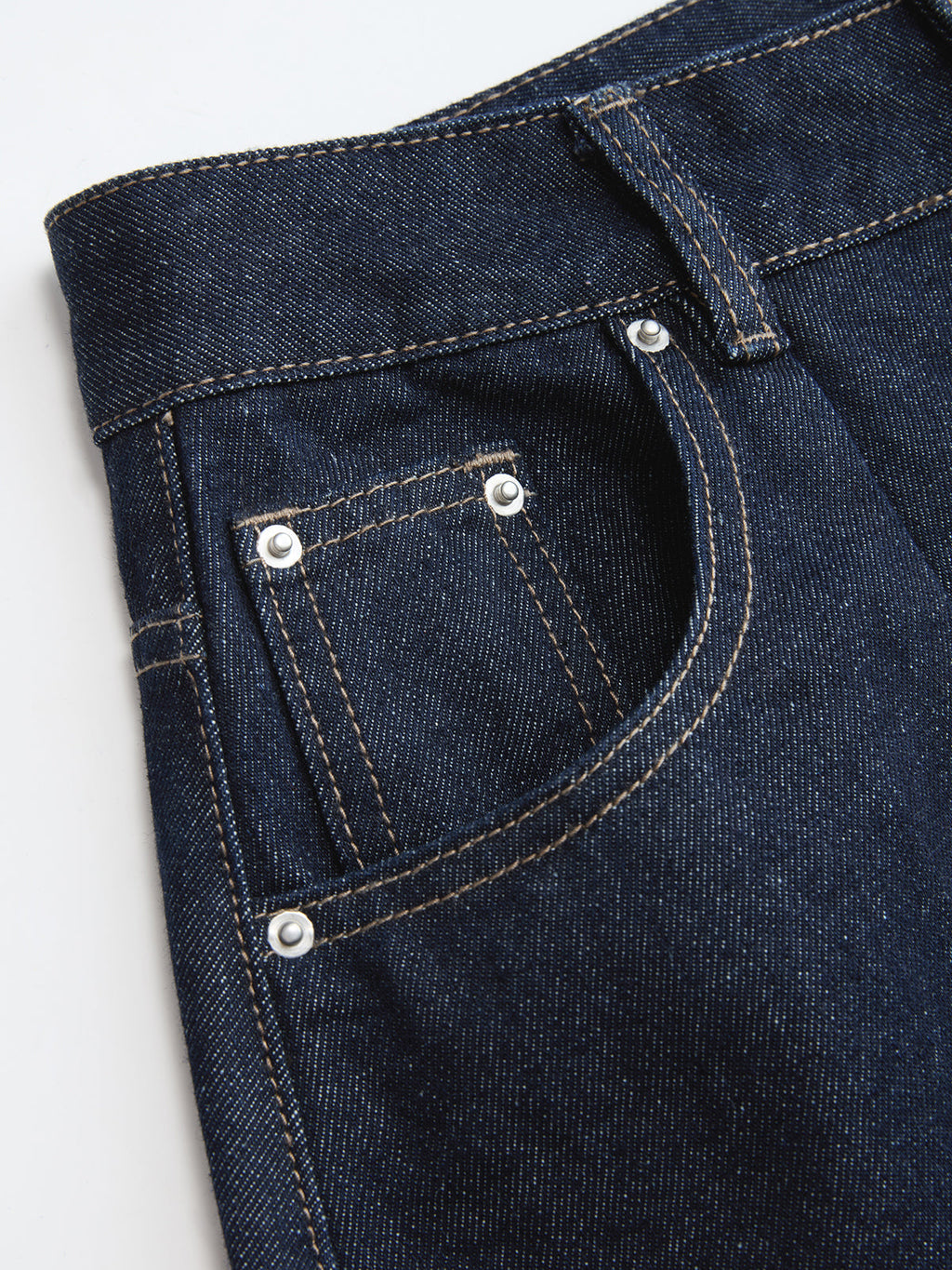 Button-Front Mid-Rise Curved-Leg Jeans