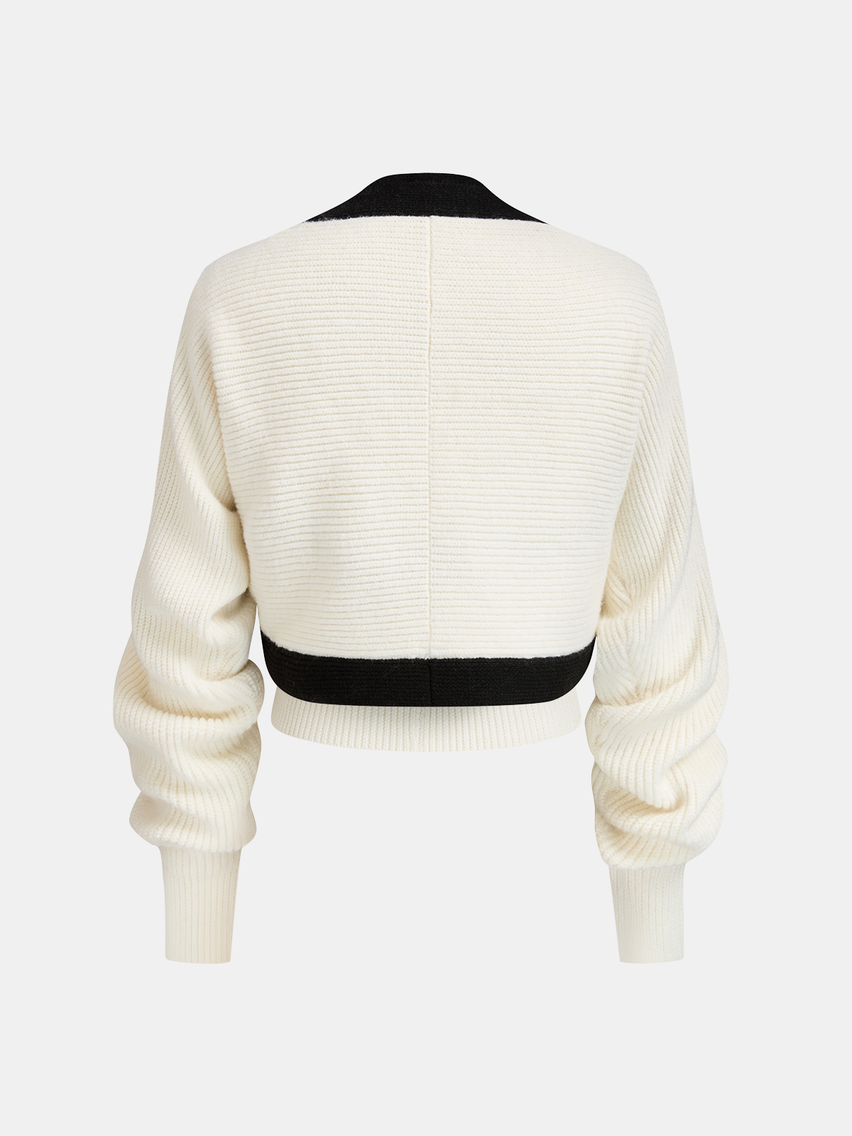 Color-Block Cutout Rippstrick-Sweater-Set