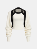 Color-Block Cutout Rippstrick-Sweater-Set