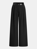 Pantalon ample avec bordure en similicuir