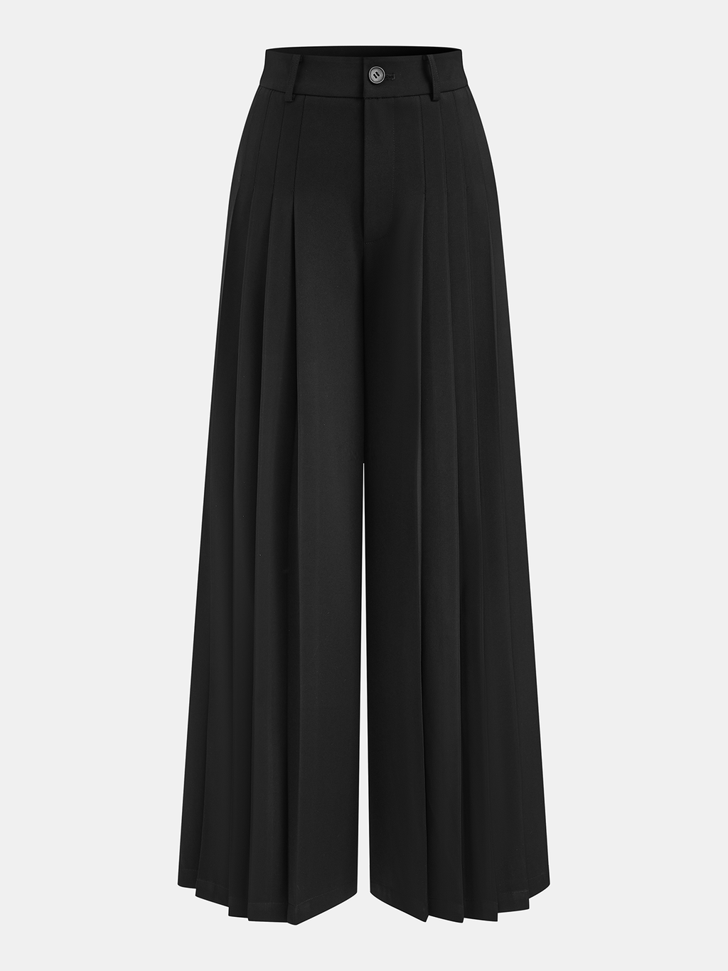 Pantalon large plissé taille mi-haute