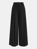 Pantalon large plissé taille mi-haute