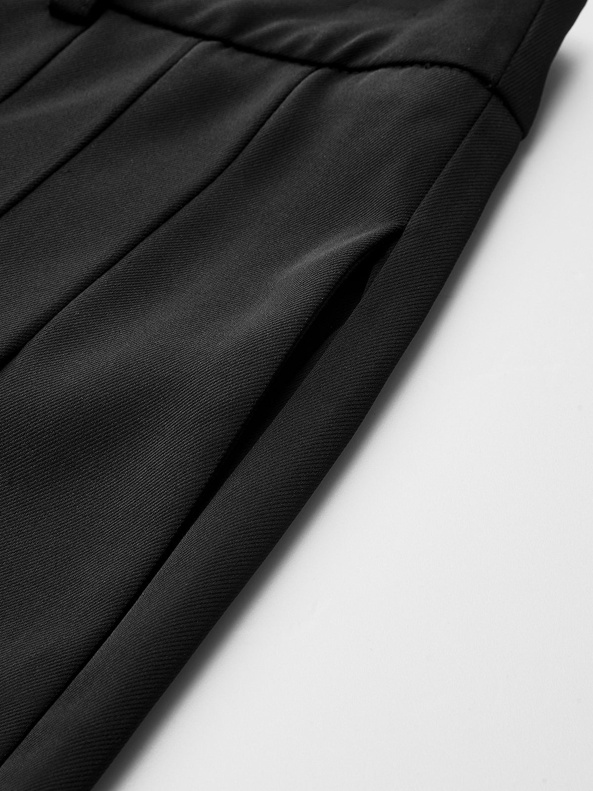 Pantalon large plissé taille mi-haute
