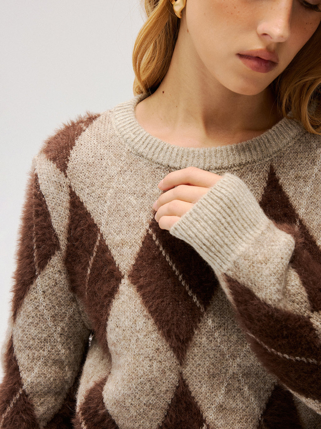 Pullover mit Argyle-Muster aus flauschiger Wollmischung