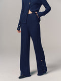 Pantalon en maille fendu en mélange de laine texturée avec détails métalliques
