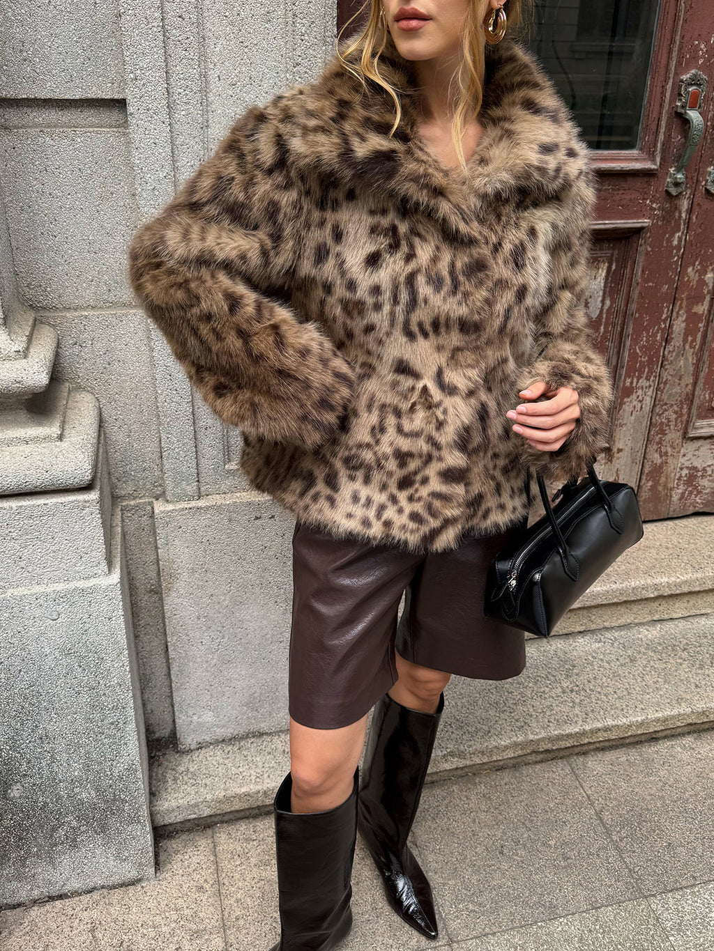 Manteau en fausse fourrure imprimé léopard