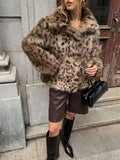 Manteau en fausse fourrure imprimé léopard