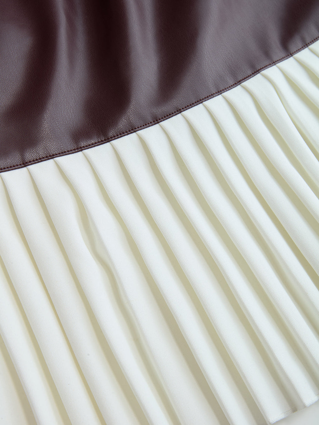 Pleated Panel Faux Leather Mini Dress