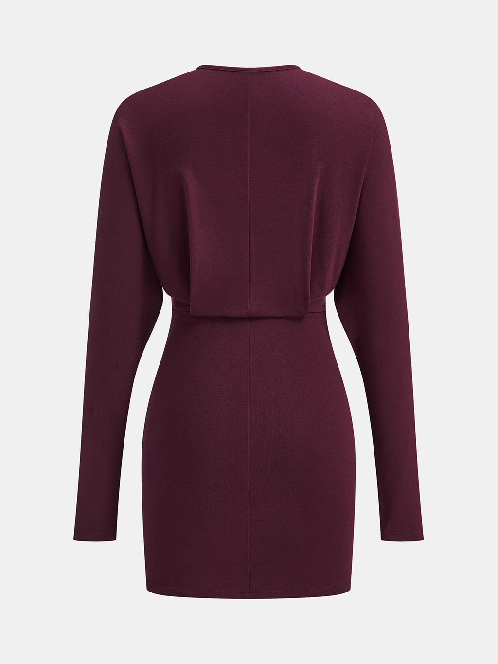 Mini-Kleid mit tiefem V-Ausschnitt und langen Ärmeln mit Raffung