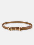 Horsebit Buckle Leather Thin Belt
