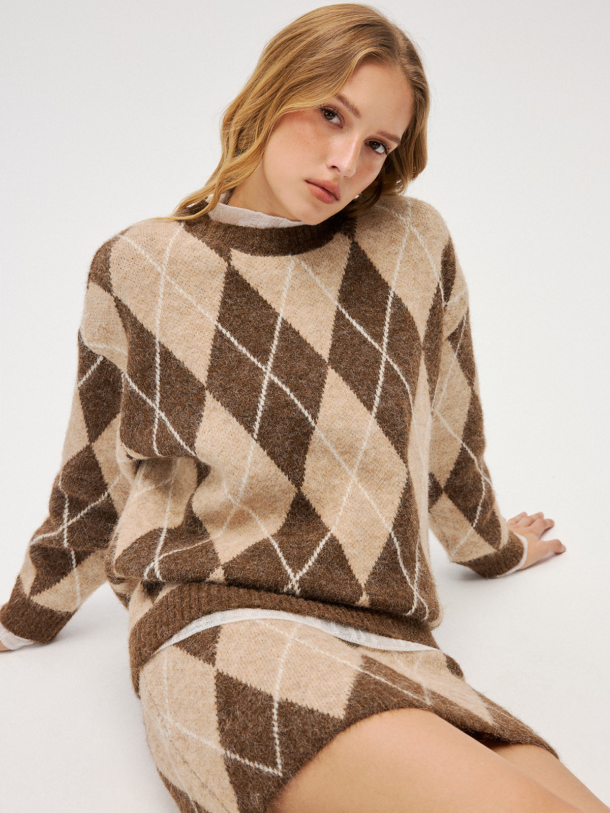 Argyle Strickpullover & Minirock Set