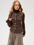 Gilet sans manches en tweed ceinturé