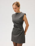 Mini-robe sans manches ruchée à rayures verticales