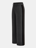 Mid-Waist Nadelstreifen-Hose mit weitem Bein