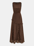 Robe midi sans manches en mousseline volantée